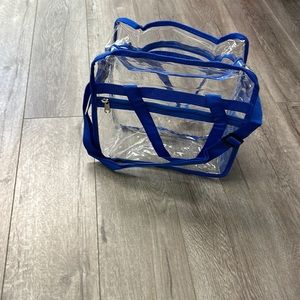 Blue clear tote bag with pockets new
